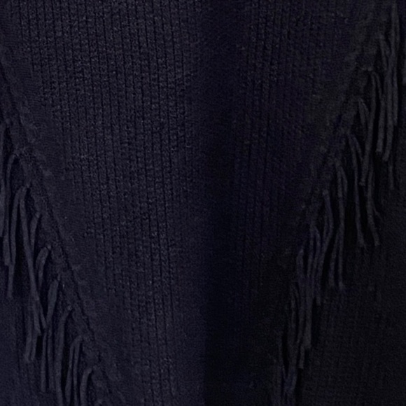 Bohemian Knit Turtleneck Navy Blue Knit Sweater Fringe Detail New With Tag Large - Picture 8 of 11